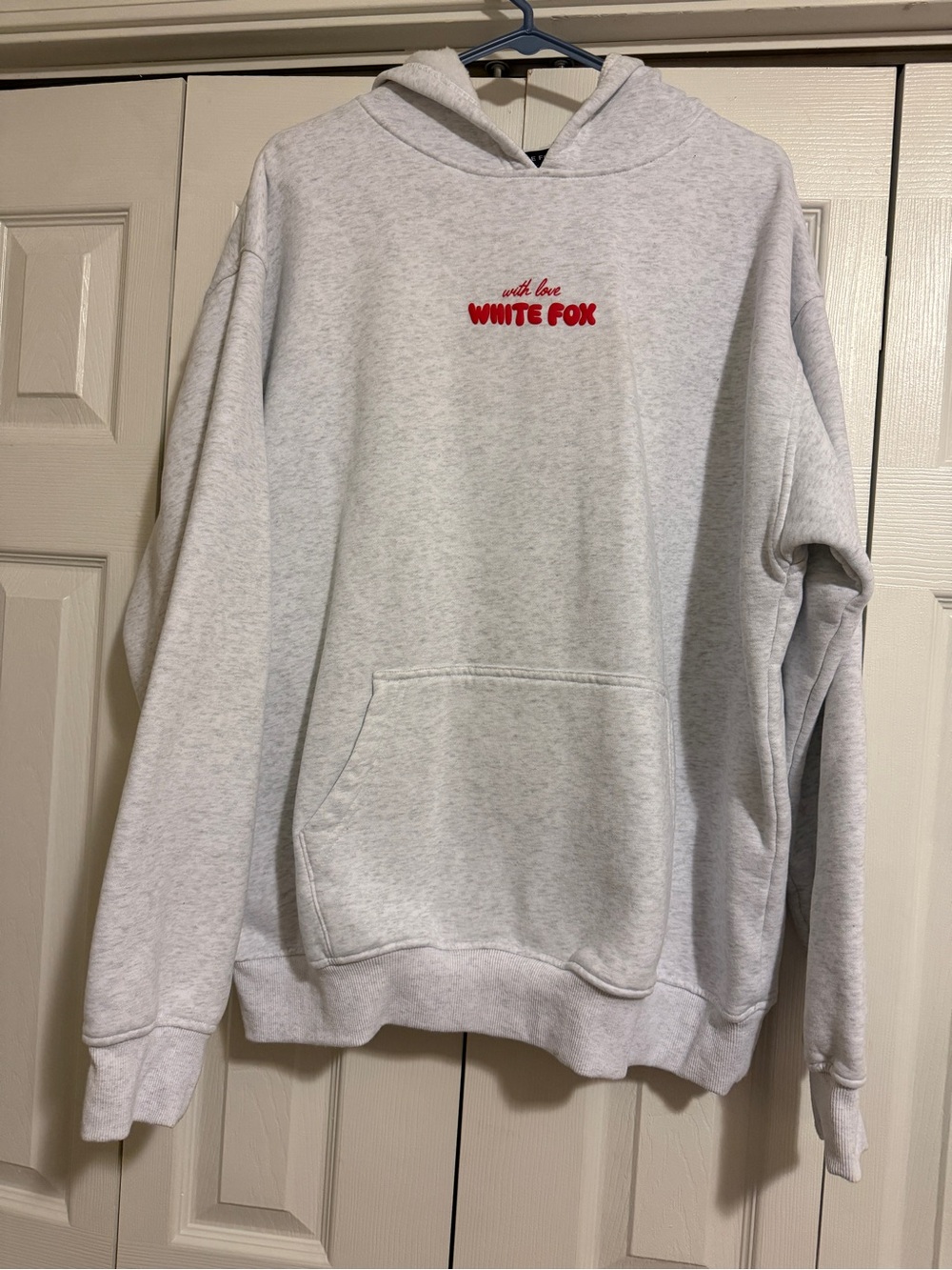 White fox Light Gray Hoodie Sweatshirt with love collection
